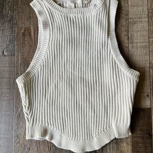 La Hearts Ribbed Tank Top - Cream